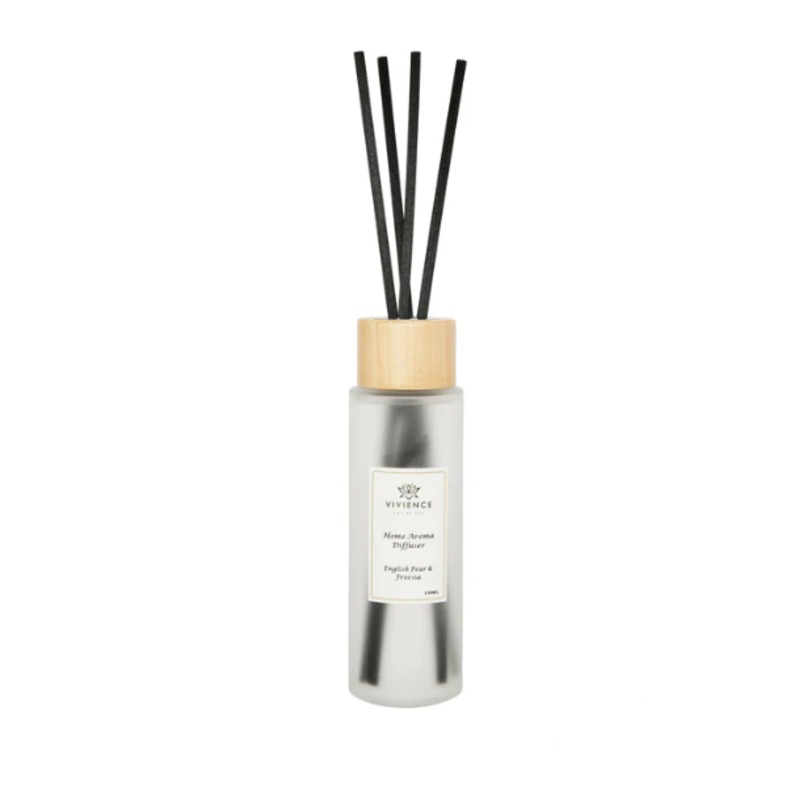 Vivience Round White Bottle Diffuser - "English Pear & Freesia" Scent