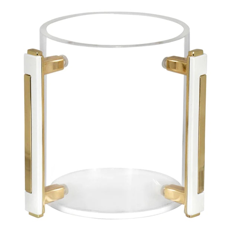 BT Shalom Lucite Clear Wash Cup with Gold Designed Handles