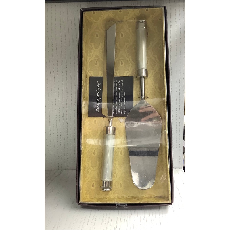 Simply Designs Spice Cake Server Set, Ivory