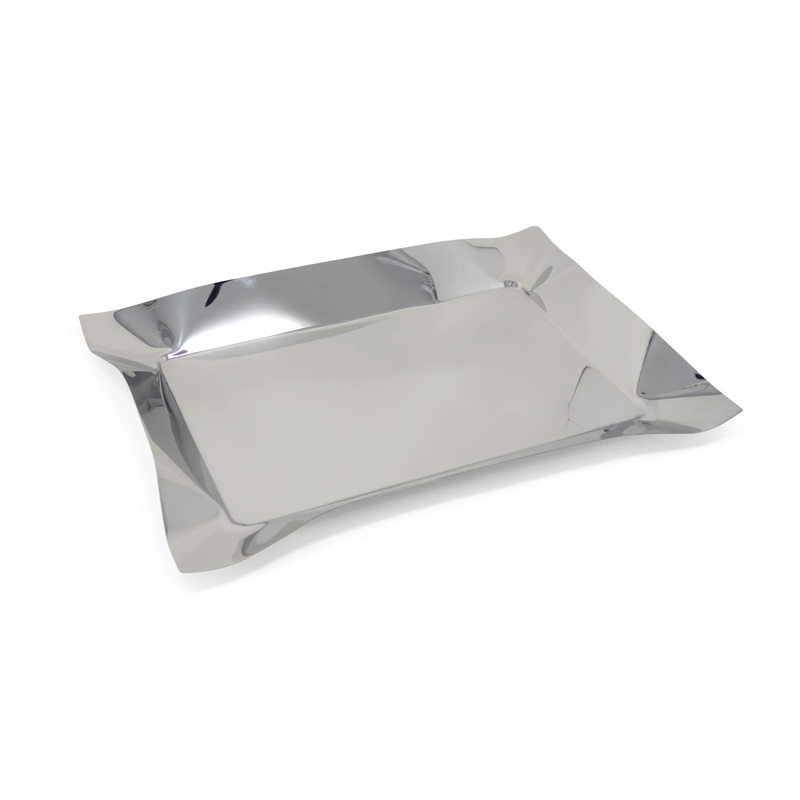 Classic Touch Oblong Stainless Steel Tray