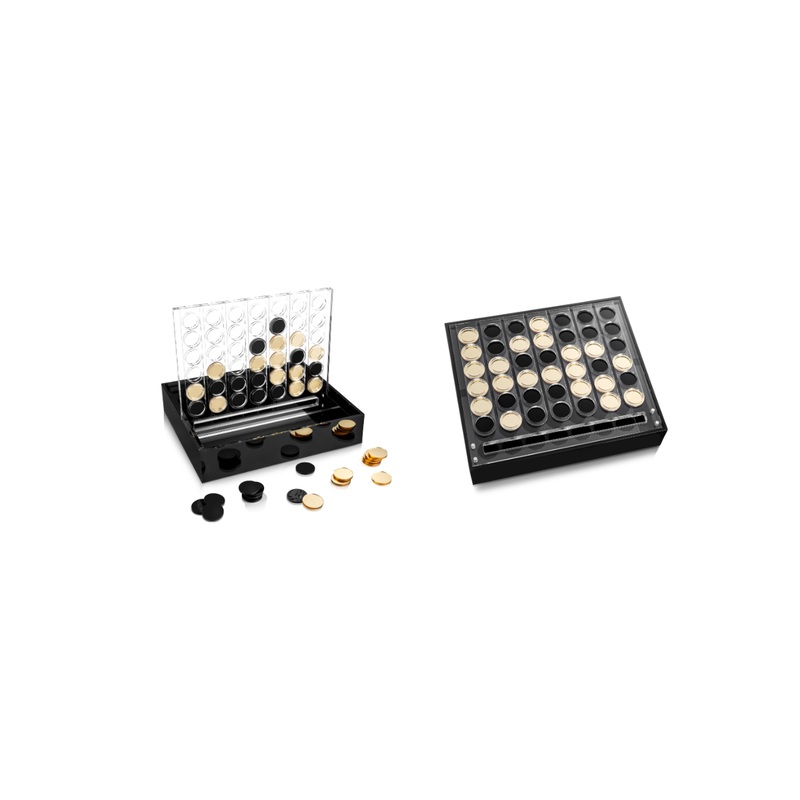 Lucite By Design Luxury Gold/Black 4 in a Row, Connect Four