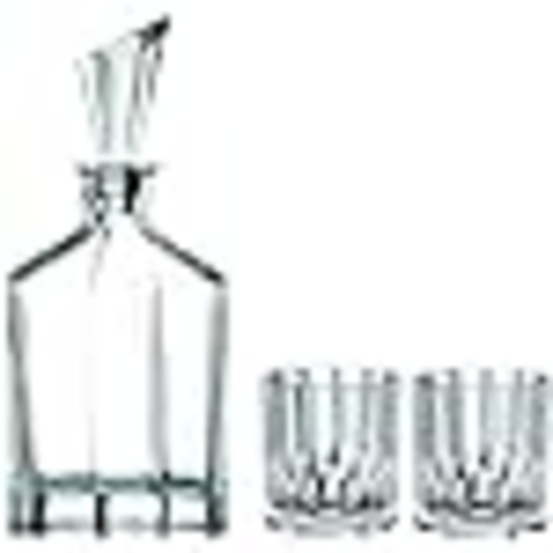 Nachtmann Aspen collection Decanter Set with Stopper and 2 Whisky Tumblers, Dishwasher safe clear crystal glass made for bourbon, scotch, vodka, tequila, wine, great for gift for men