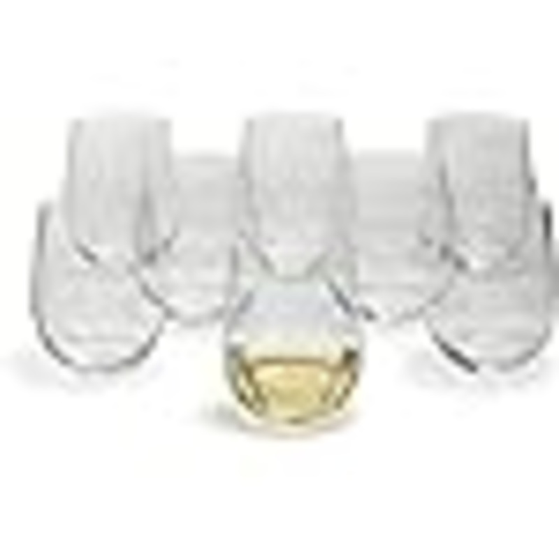 Riedel 11.30 Ounce O Wine Tumbler Viognier Chardonnay Wine Clear Crystal Stemless Tumbler Wine Glass Set for White Wines, Set of 8