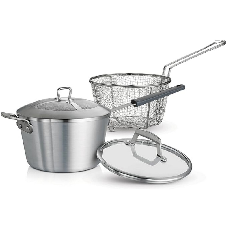 Tramontina 80114/512DS Professional Covered Deep Fryer, 5.5 Qt., Satin Finish