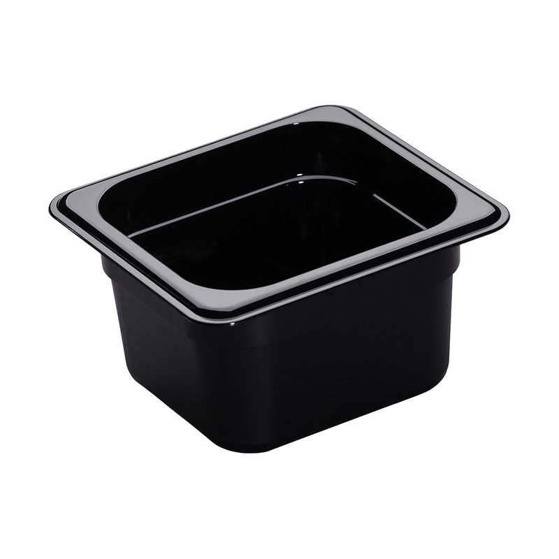 Cambro 64CW110 Camwear 1/6 Size Food Pan, Black, 4" Deep