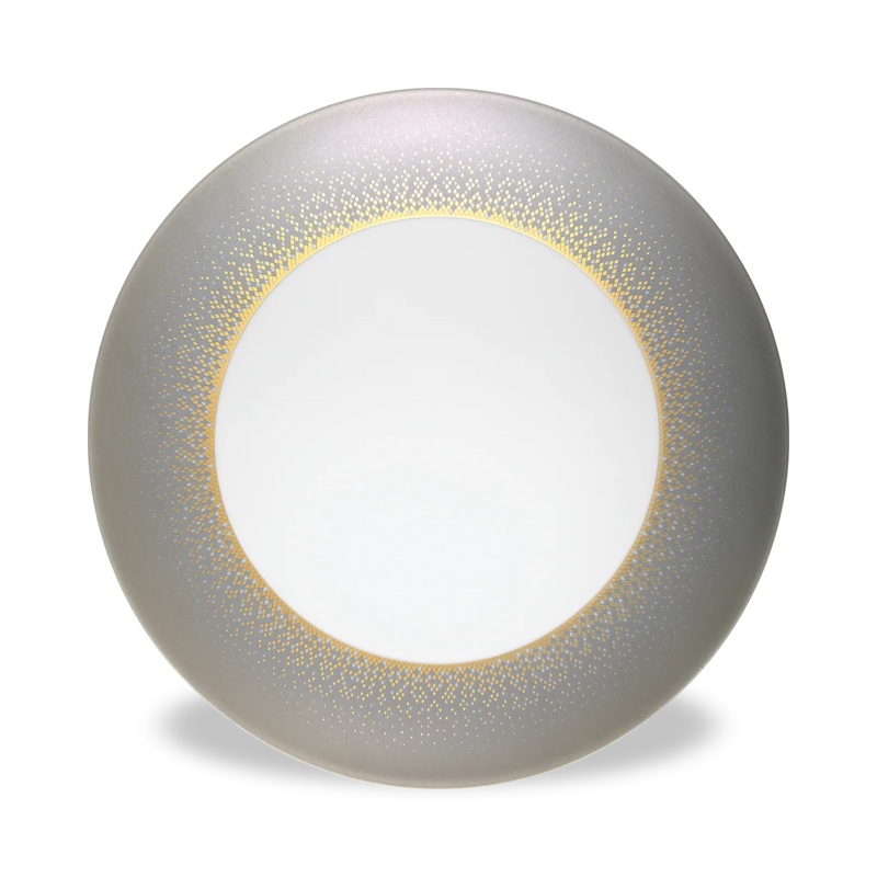 Haviland Souffle d'Or Large Dinner Plate in Eclipse Grey