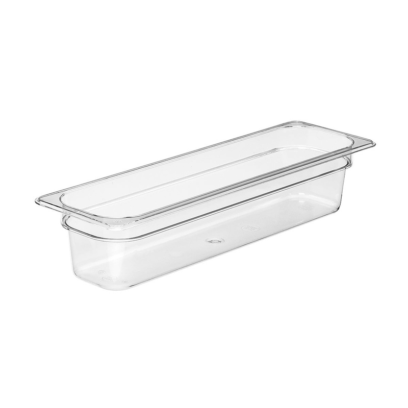 Cambro 24LPCW135 Camwear 1/2 Size Long Food Pan, Clear, 4" Deep