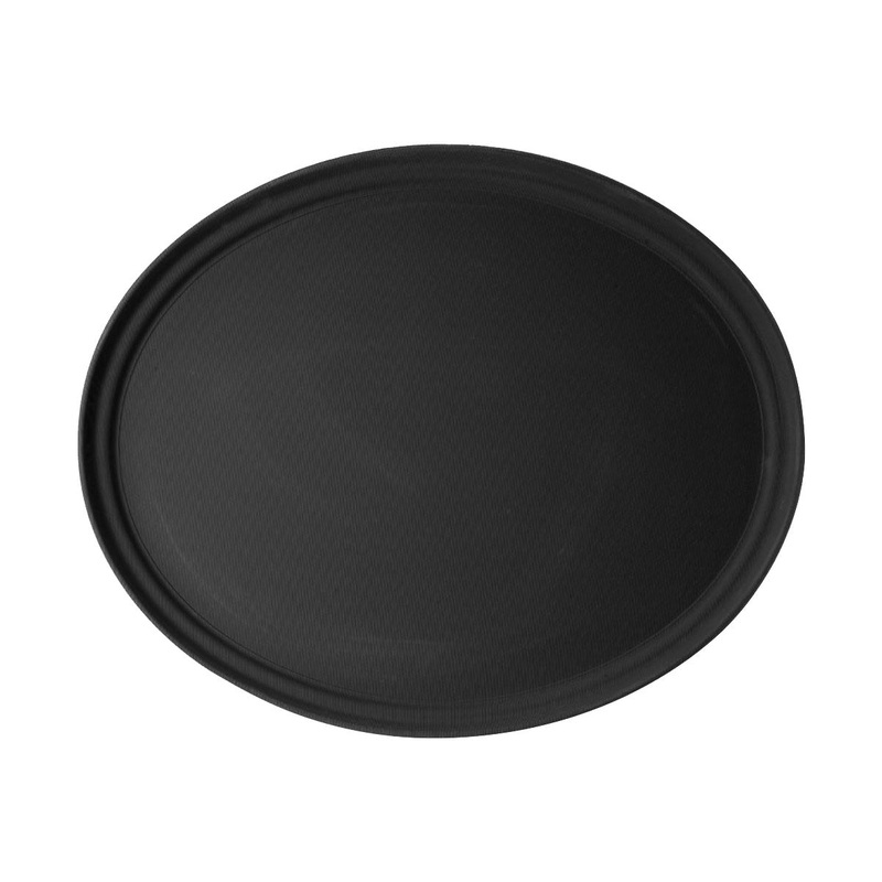 Cambro 2700CT110 Camtread Oval Server Tray, Black, 27" x 22"