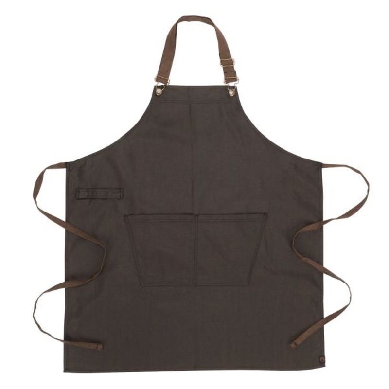 Chef Works ABWT051BNB0 Boulder Bib Apron, Brown Black, 34" x 30"