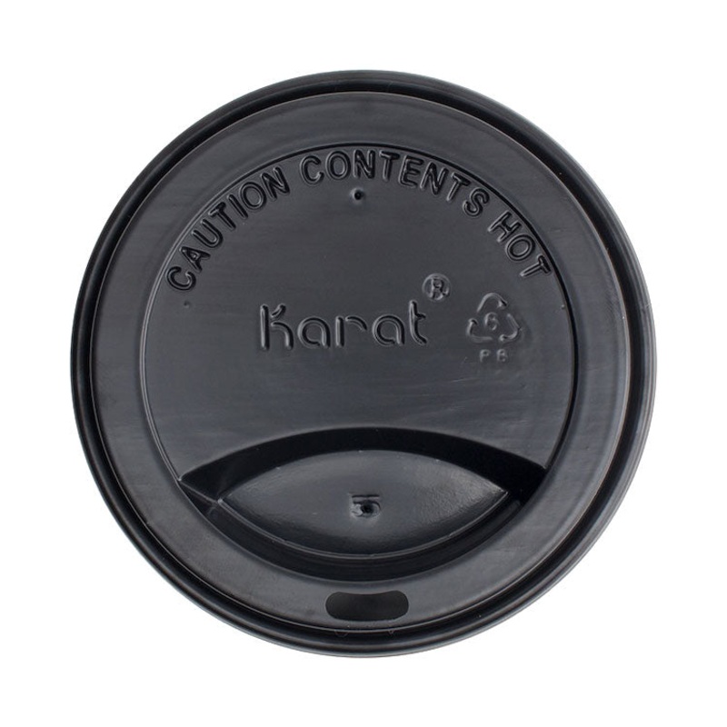 Karat Black Traveler Lid for Hot Cups, Black, Pack of 100
