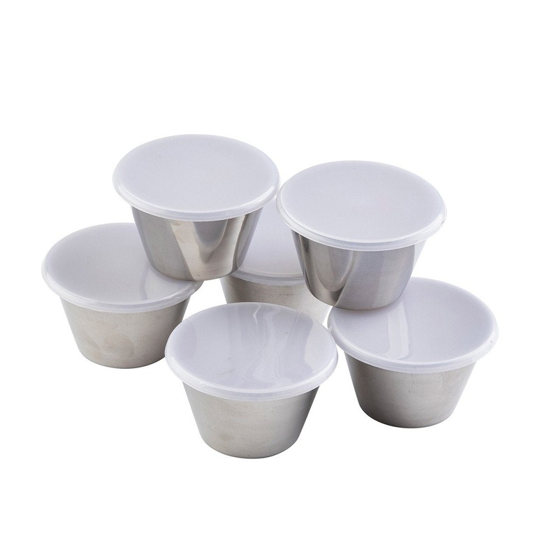 Tablecraft 10773 Stainless Steel Ramekin w/ Lid, 5 oz., Pack of 6