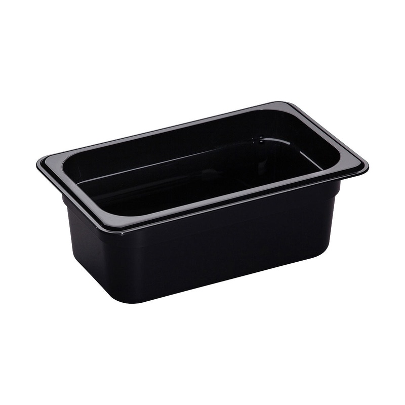 Cambro 44CW110 Camwear 1/4 Size Food Pan, Black, 4" Deep