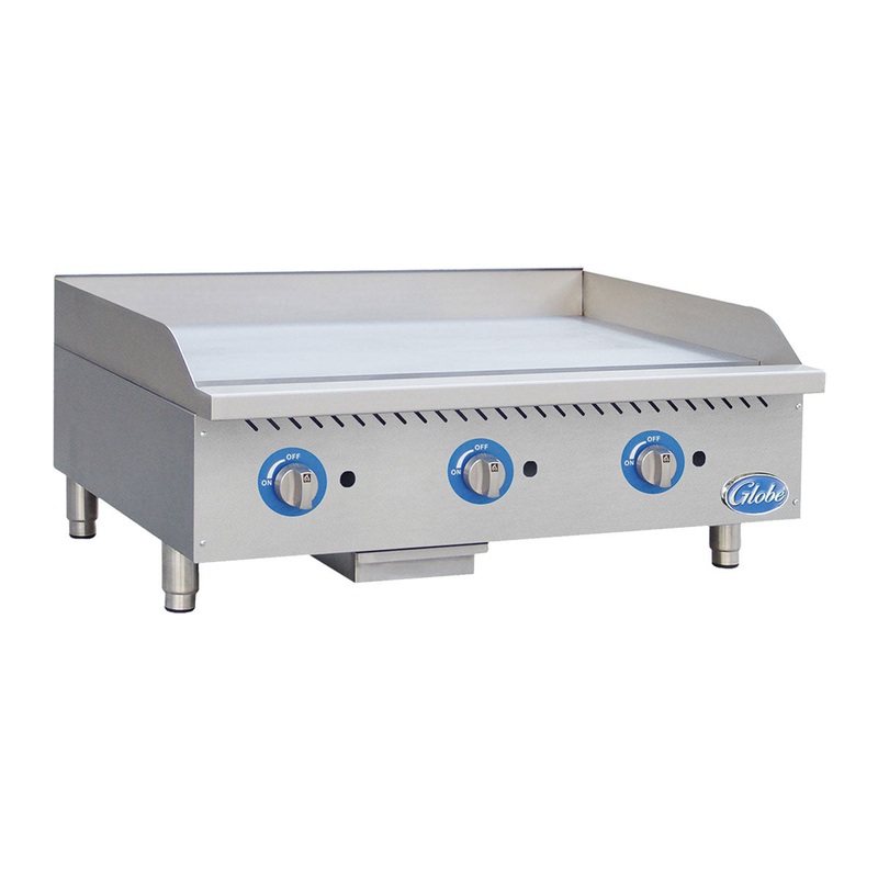 Globe GG36G Countertop Griddle, Natural Gas, 3 Burners, 36"