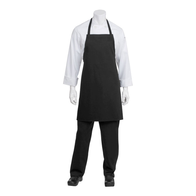 Chef Works APKBL No-Pockets Bib Apron, Black
