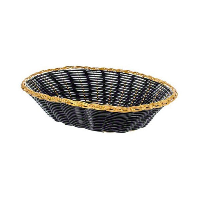 Oval Woven Bread Basket, Black, 9"