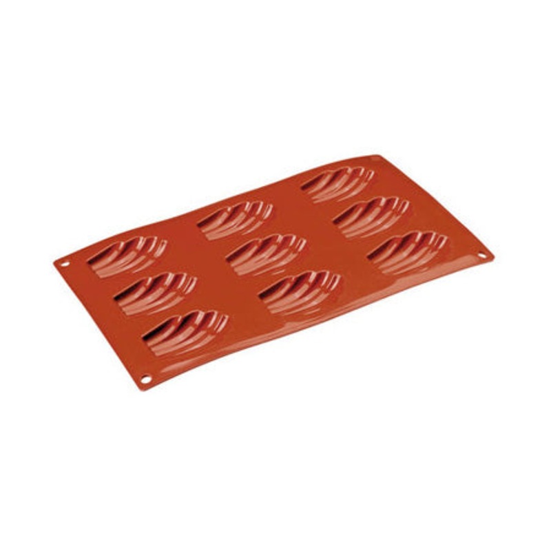 Paderno 447742-21 Non-Stick Silicone Madeleine Mold, Sheet of 9, 2-1/2" x 1-3/4"