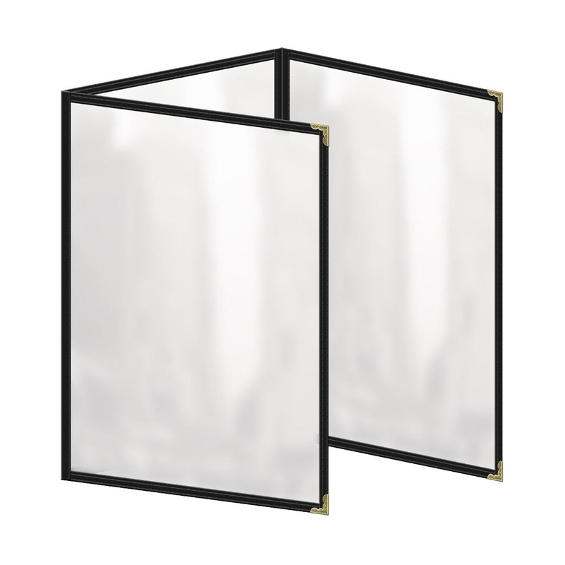 Risch TET-DS-04 Triple Fold Menu Cover, Black, 8-1/2" x 11"