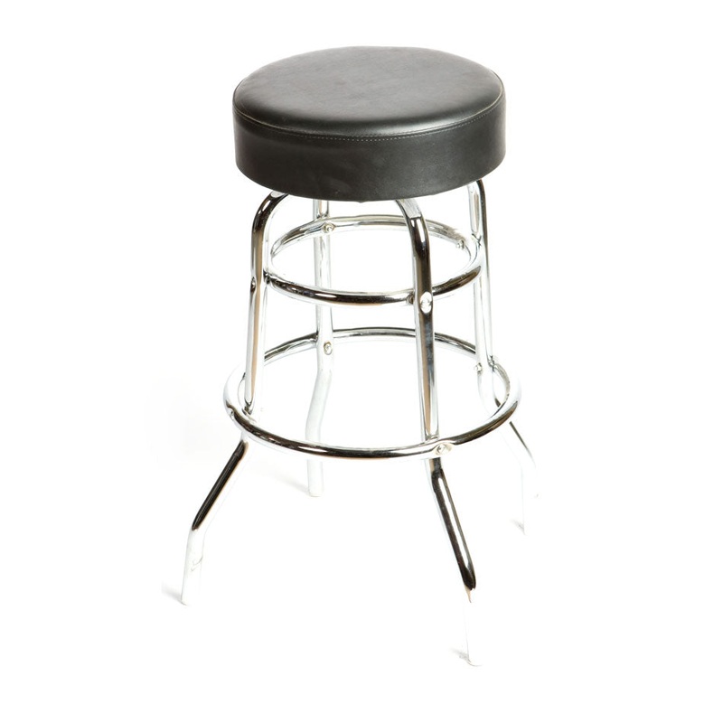 The Oak Street SL2129-BLK Button Top Swivel Barstool w/ Chrome Frame, Black