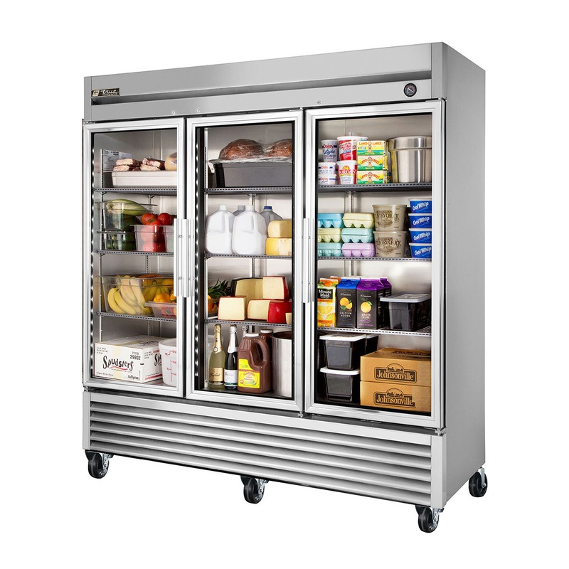 True T-72G-LD T-Series Glass Door Reach-In Refrigerator, 3 Section