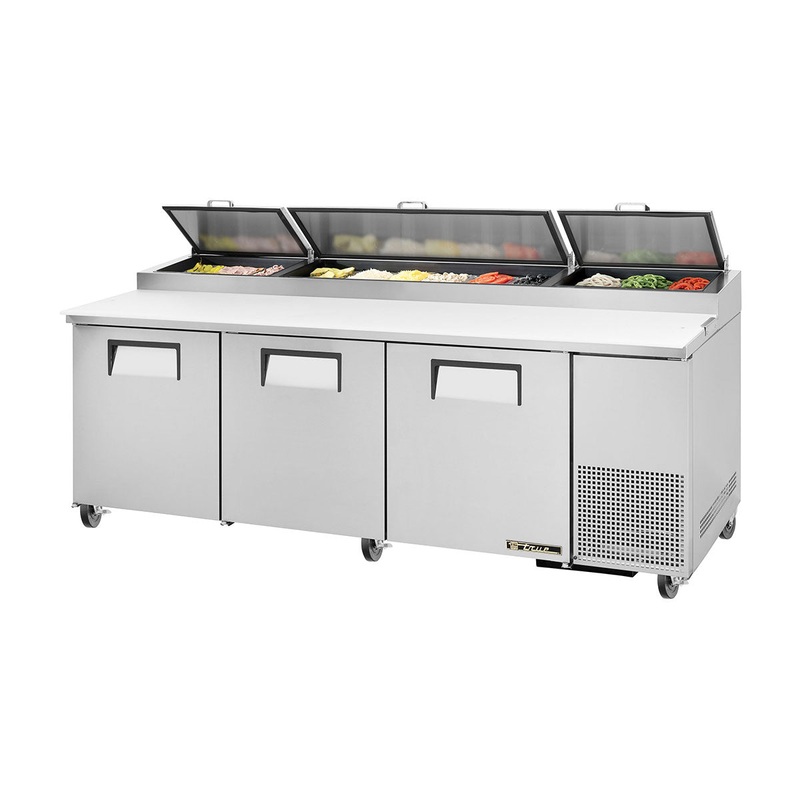 True TPP-AT2-93-HC Solid 3 Door Refrigerated Pizza Prep Table, 93"