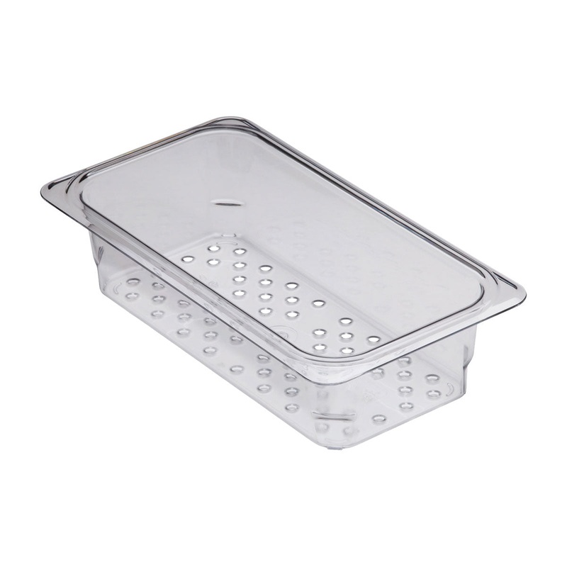 Cambro 33CLRCW135 Camwear 1/3 Size Colander Food Pan, Clear, 3" Deep