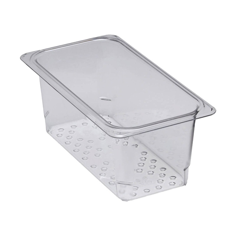Cambro 35CLRCW135 Camwear 1/3 Size Colander Food Pan, Clear, 5" Deep