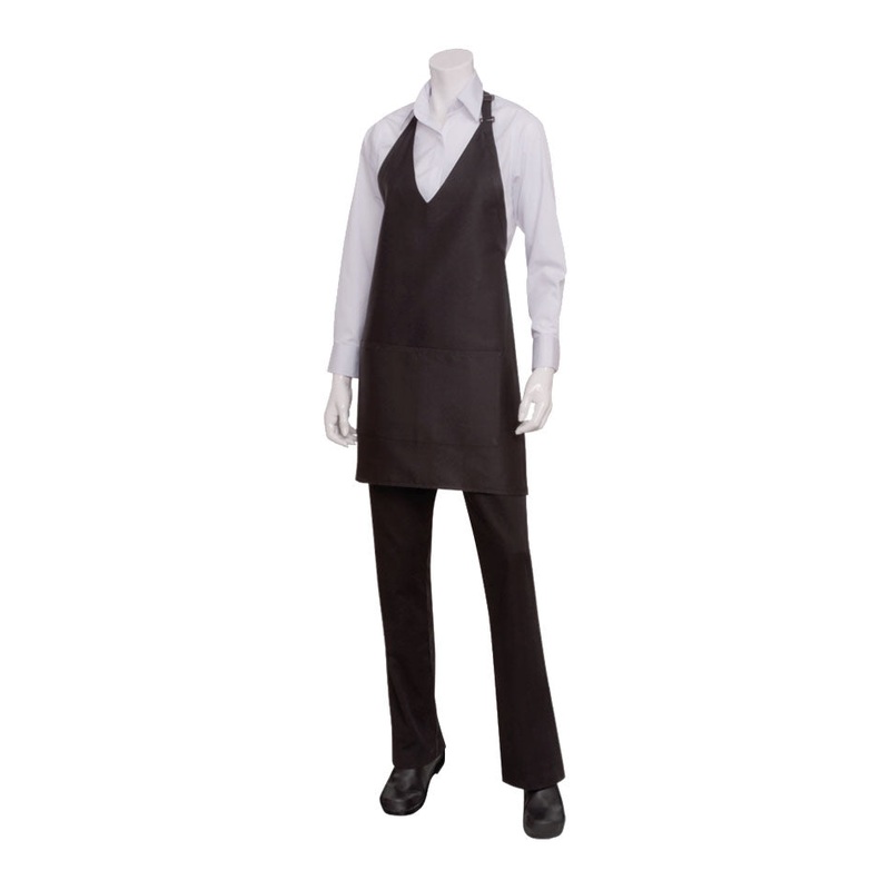 Chef Works F23 V-Neck Tuxedo Apron, Black