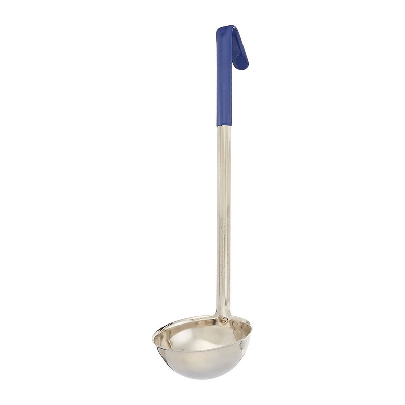 Stainless Steel Ladle w/ Blue Plastic Handle, 8 oz.