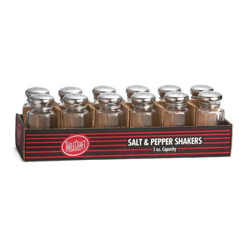 Tablecraft C150-12 Paneled Salt & Pepper Shakers, 1 oz., Pack of 12