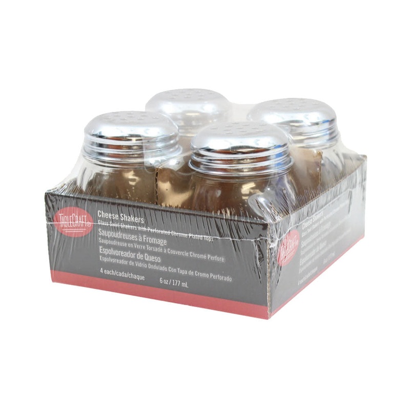 Tablecraft C260-4 Swirl Glass Cheese Shaker, 6 oz., Pack of 4