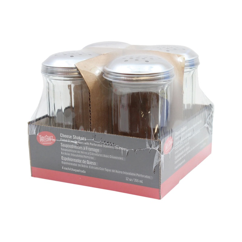 Tablecraft C800-4 Swirl Glass Cheese Shaker, 12 oz., Pack of 4