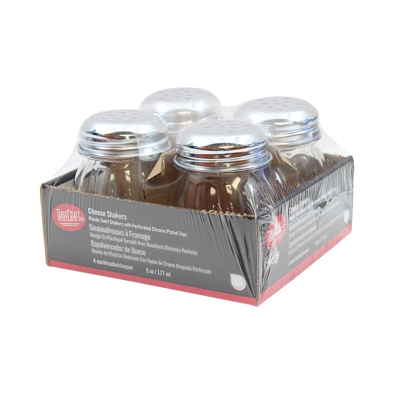 Tablecraft CP260-4 Swirl Polycarbonate Cheese Shaker, 6 oz., Pack of 4