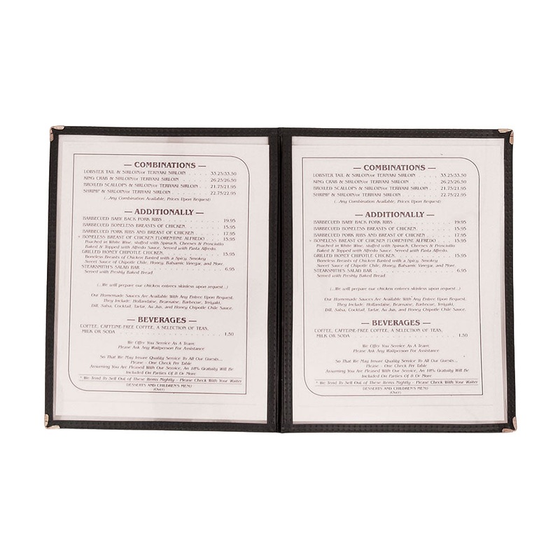 Update International MCV-2BK Double Menu Cover, 9-1/4" x 12"