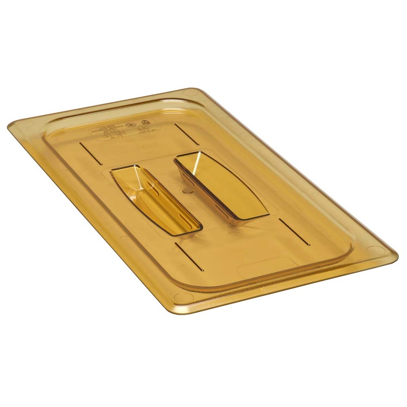 Cambro 30HPCH150 H-Pan High Heat Food Pan Lid w/ Handle, Amber, 1/3 Size