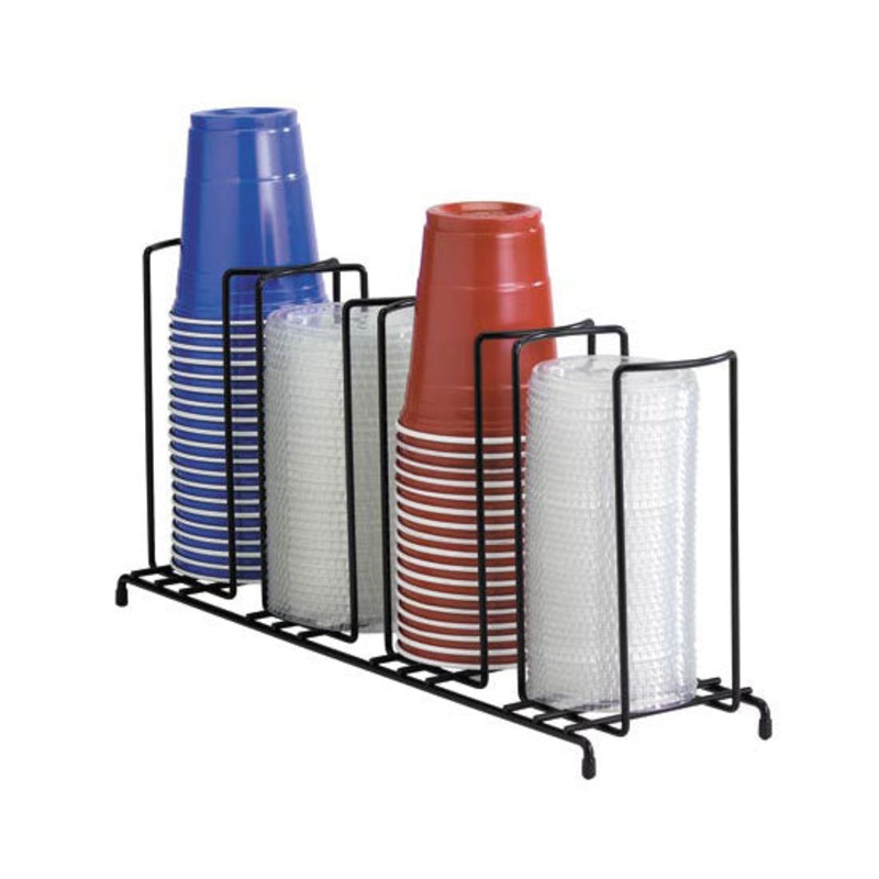 Dispense-Rite WR-4 Countertop Wire Form 4-Section Cup / Lid Organizer