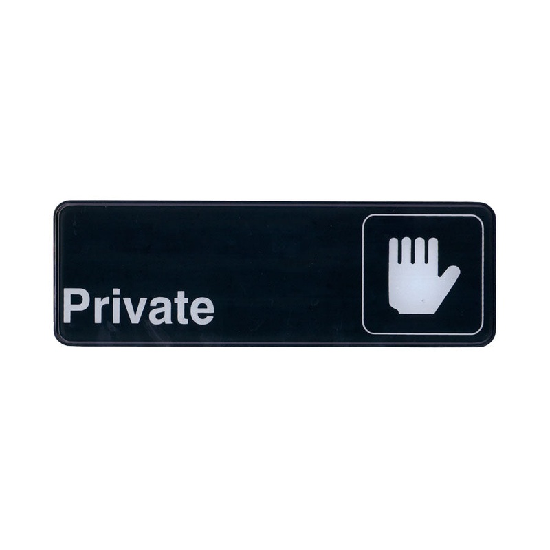 Sign, 3" x 9", Private, white on black