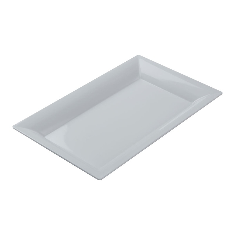 American Metalcraft MEL21 Rectangular White Melamine Platter, 21" x 13"