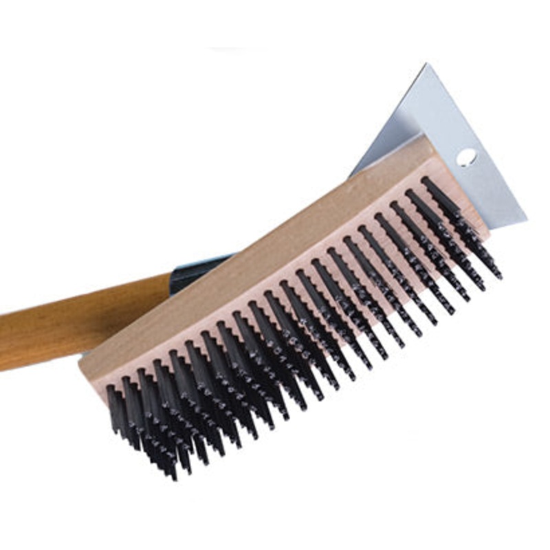 Broiler Princess Wire Brush, Carbon Steel w/ 27" Wood Handle