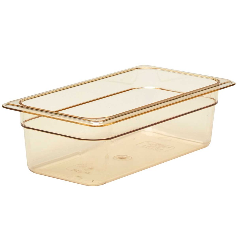 Cambro 34HP150 H-Pan 1/3 Size High Heat Food Pan, Amber, 4" Deep