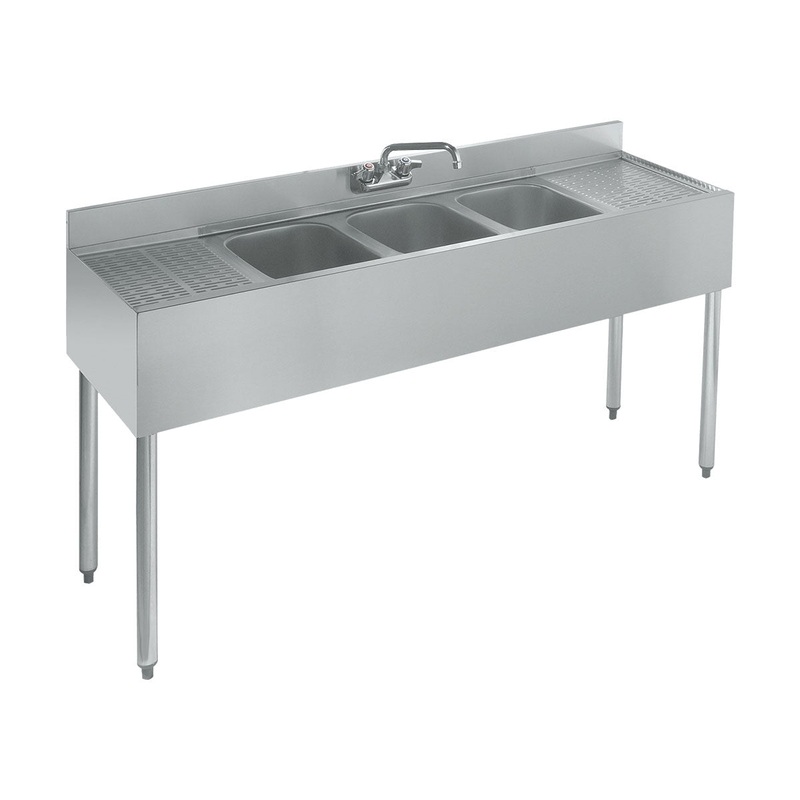 Krowne 18-53C 60" 3-Compartment Metal / Underbar Sink