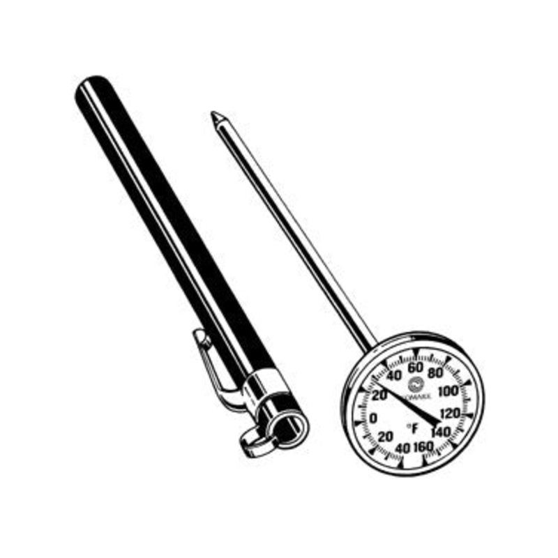 Comark T220AK Stainless Steel Pocket Thermometer, 1" Dial w/ 5" Stem