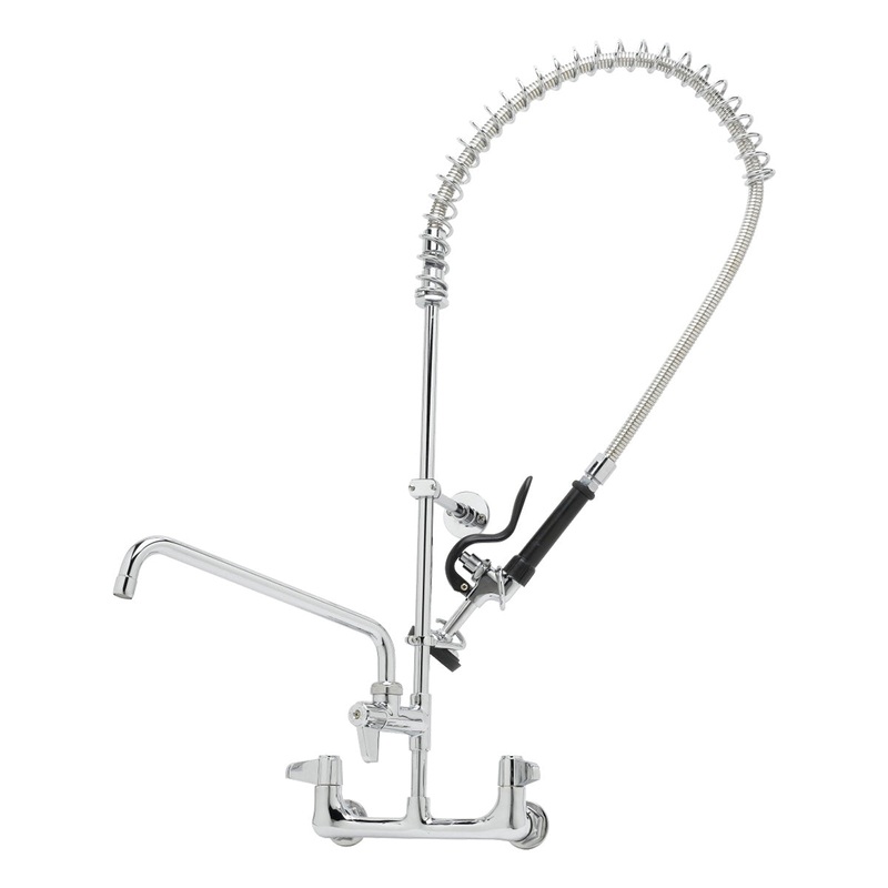 T&S Brass 5PR-8W12 Wall Mount Equipment 44" Hose Pre-Rinse Unit w/ 12" Add-On Faucet