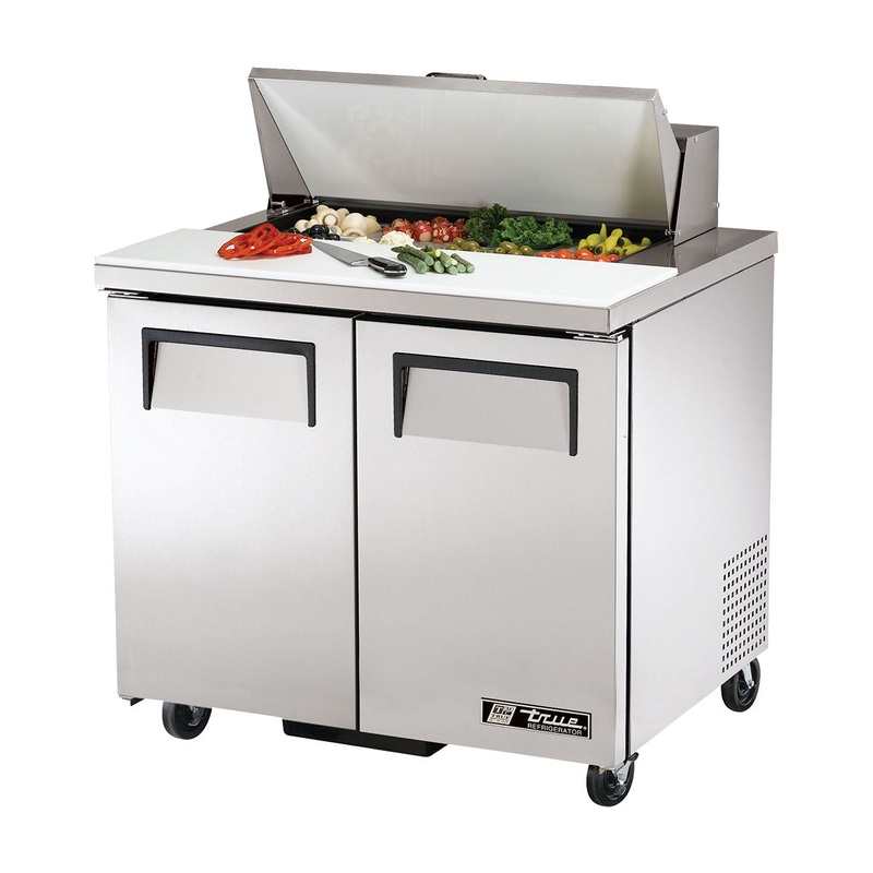 True TSSU-36-12M-B Solid 2 Door Mega-Top Sandwich / Salad Refrigerated Prep Table, 36"
