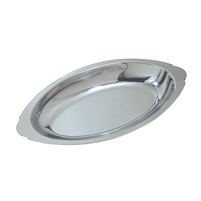 Update International AGO-12 Oval 12 oz Stainless Steel Au Gratin Platter