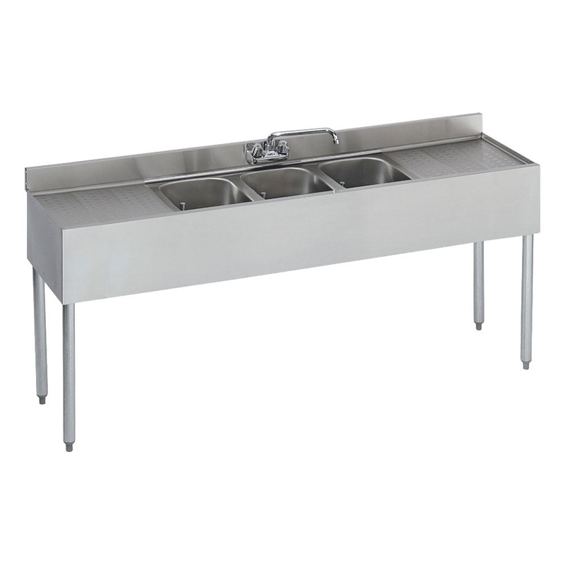 Krowne 18-63C 1800 Series Three Compartment Bar Sink, 72"