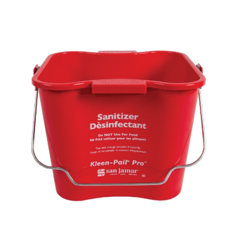San Jamar KPP256RD Square Kleen-Pail Pro Bucket, Red, 8 qt.