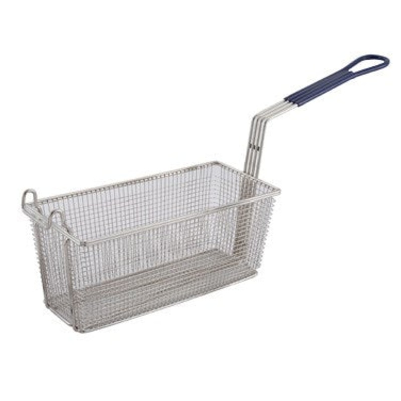 Winco FB-20 Fry Basket, 13-1/4" x 5-3/4", Blue Handle