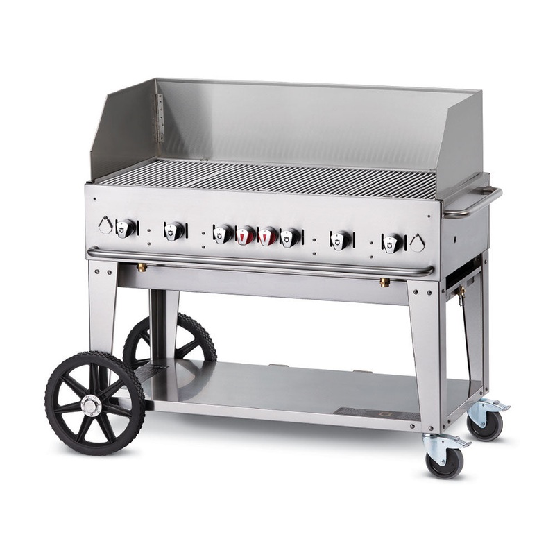 Crown Verity MCB-48WGPLP Mobile Grill w/ Wind Guard, Liquid Propane, 6 Burners, 56"