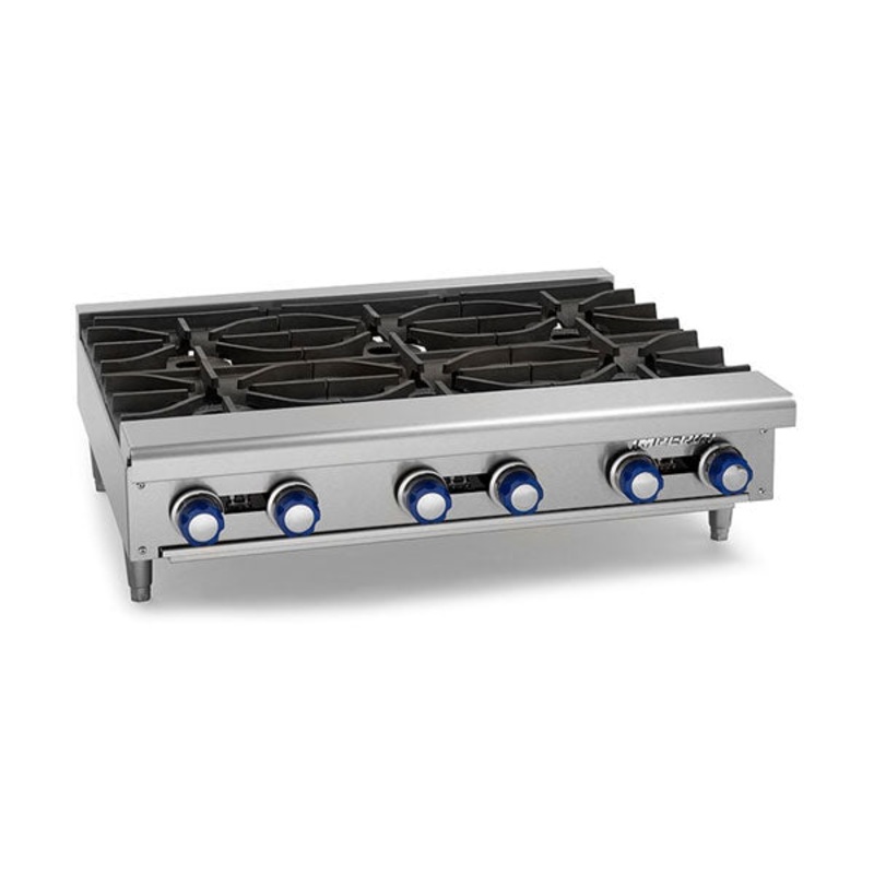 Imperial IHPA-6-36 36 Countertop Gas Hotplate, 6 Burners, 36"
