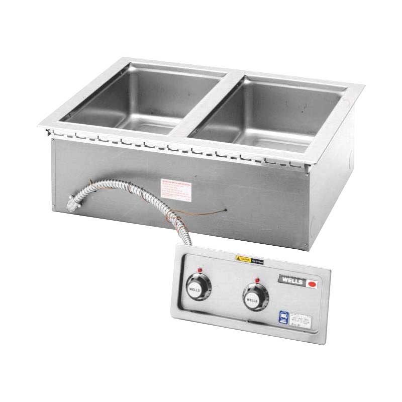 Wells MOD-200TDM Top-Mount Drop-In Electric Two-Compartment Food Warmer, 208v